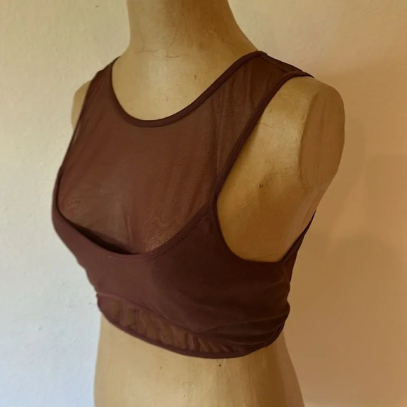 Anthropologie sz L burgundy mesh bralette top amazing design great condition - Picture 5 of 9